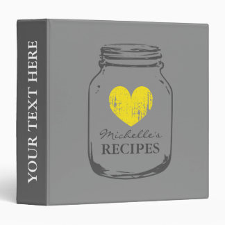 Gray vintage mason jar kitchen recipe binder book