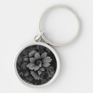 Gray Vintage Unfurling Flower Keychain