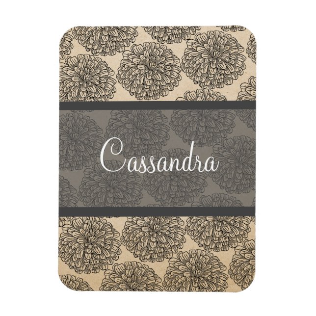 Gray Vintage Zinnia Premium Magnet (Vertical)
