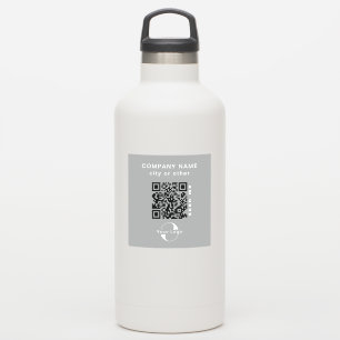Gray Vinyl square Business QR code Water Bottle Sticker