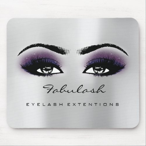Gray Violet Glitter Name Beauty Lashes Makeup Mouse Pad