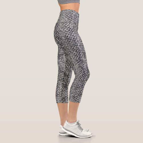 Gray Viper Snakeskin Capri Leggings