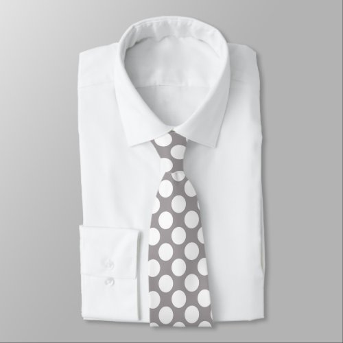 Gray w White Polka Dots Retro Tie