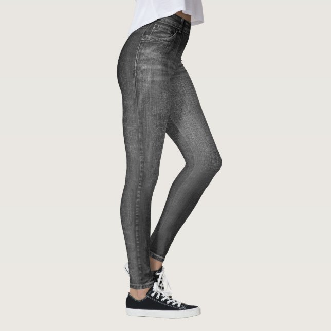 Gray Wash Jean All-Over Printed Leggings (Right)