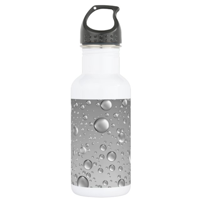 Gray Water Droplets Stainless Steel Water Bottle (Front)