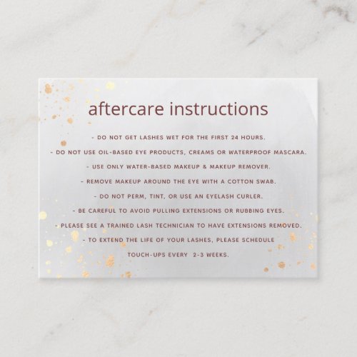 Gray Watercolor AfterCare for Lash Extensions  Bus Business Card