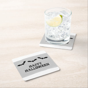 Gray Watercolor Bats Halloween Paper Coasters