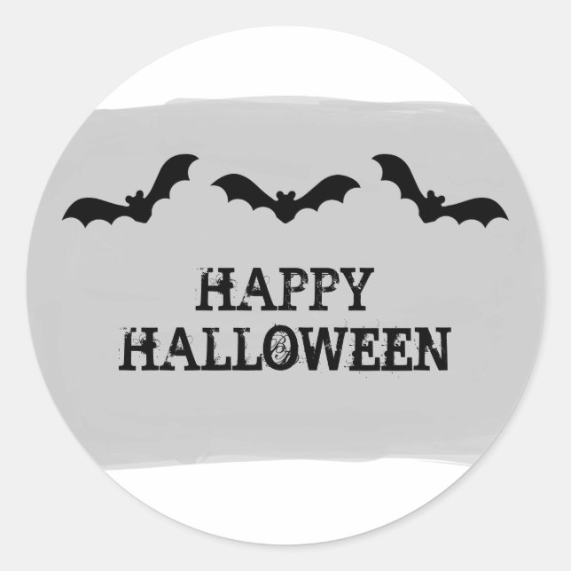 Gray Watercolor Bats Halloween Stickers (Front)