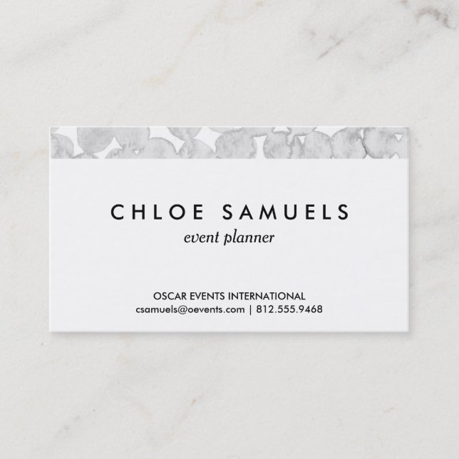 Gray watercolor dots grey circle painted pattern business card (Front)