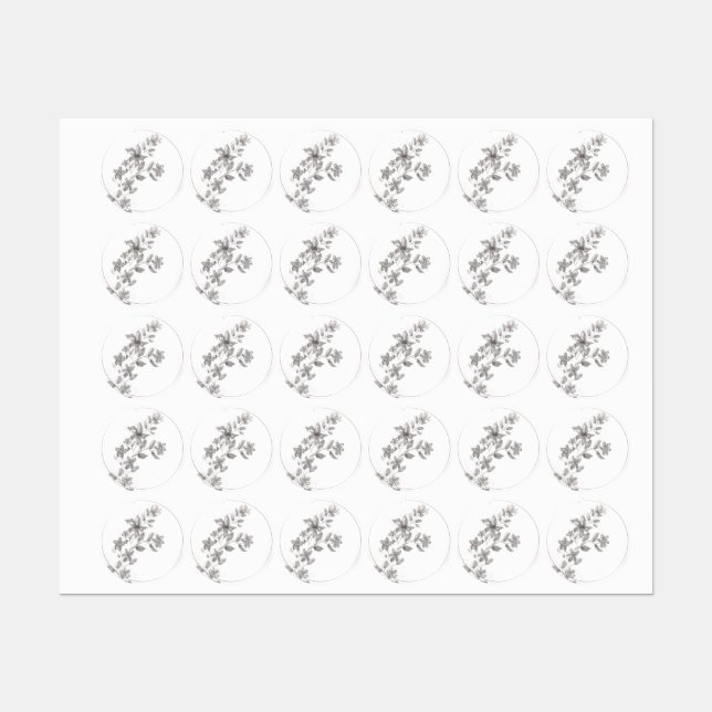 Gray watercolor Flower Labels (Sheet)