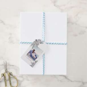 Gray watercolor flowers and photo gift tags