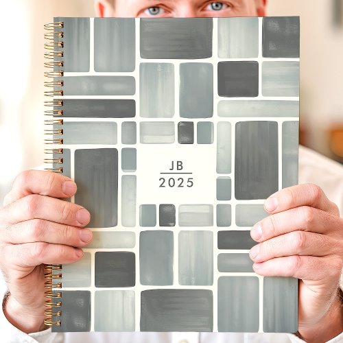 Gray Watercolor Geometric 2025 Monogram Planner