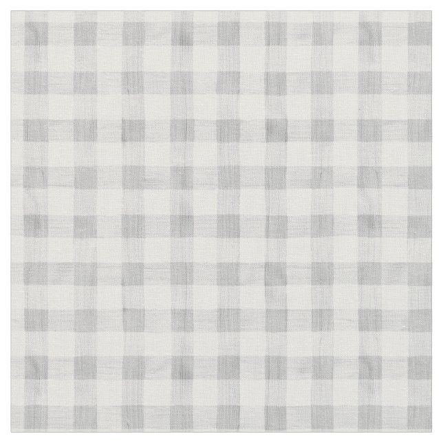 Gray Watercolor Gingham Fabric (Close Up)
