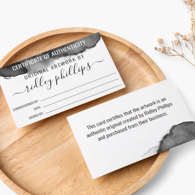 Gray Watercolor Larger Certificate of Authenticity (Creator Uploaded)