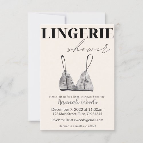 Gray Watercolor Lingerie Shower Invitation