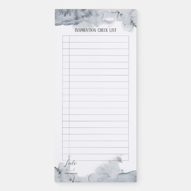 Gray Watercolor Magnetic Checklist Notepad (Front)