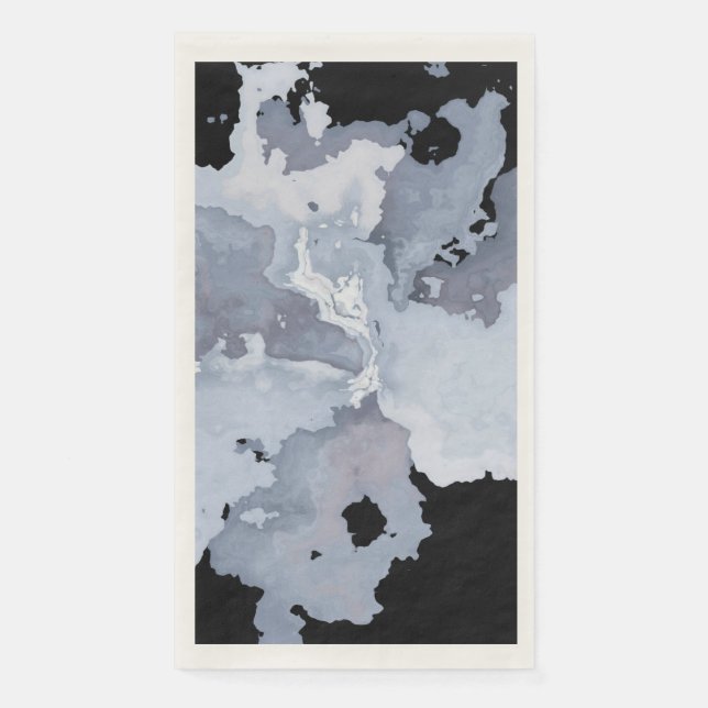 Gray Watercolor Marble Goth Paper Guest Towels (Front)