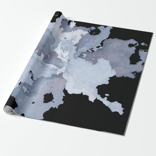 Gray Watercolor Marble Goth Wrapping Paper (Unrolled)