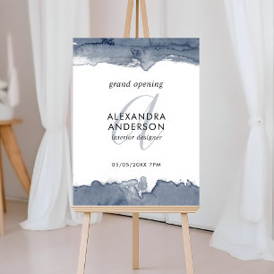 Gray Watercolor Minimal Monogram Grand Opening Foam Board
