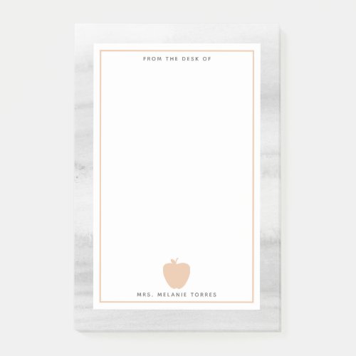 Gray Watercolor Pink Apple Teacher Post_it Notes