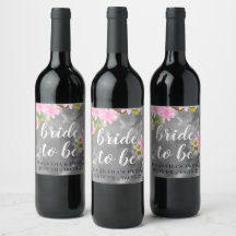 Gray Watercolor & Pink Floral "Bride to be" Shower