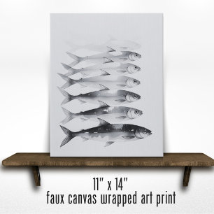 Gray Watercolor Sardine Wall Art Print