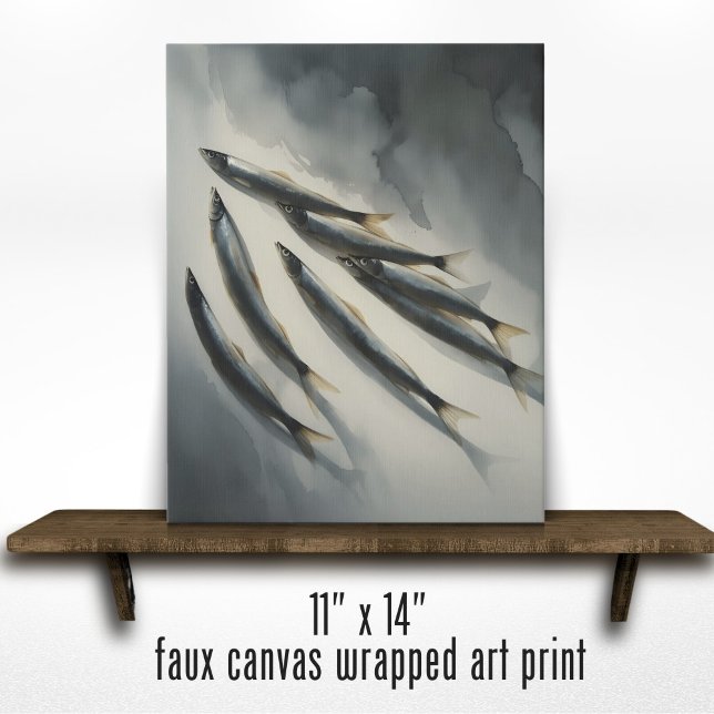 Gray Watercolor Sardine Wall Art Smoke Shadows (Creator Uploaded)
