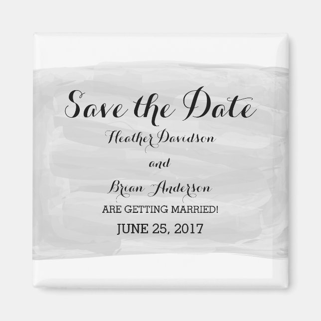 Gray Watercolor Save the Date Magnet (Front)