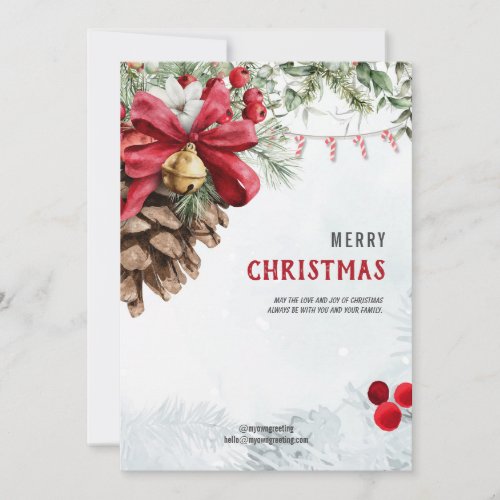 Gray Watercolor Simple Christmas Greeting Card Thank You Card