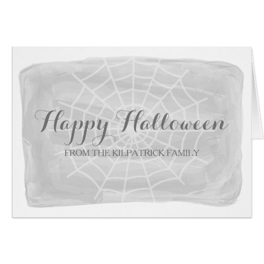 Gray Watercolor Spider Web Halloween Card (Front Horizontal)