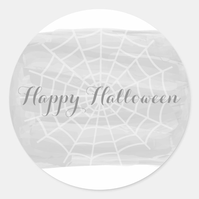 Gray Watercolor Spider Web Halloween Stickers (Front)
