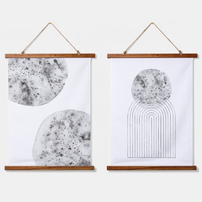 Gray watercolor splashes hanging tapestry (Double)