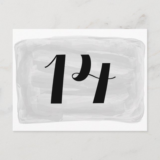 Gray Watercolor Table Number Postcard (Front)