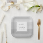 Gray Watercolor Wedding Paper Plates<br><div class="desc">Gray Watercolor Wedding Paper Plates.  These beautiful and elegant gray wedding paper plates feature a watercolor-painted ombre background with the bride and groom's names and wedding date. Find matching items in the Gray Watercolor Ombre Wedding Collection.</div>