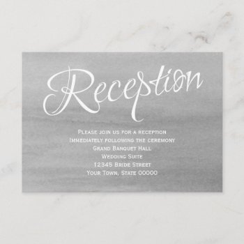 Gray Watercolor Wedding Reception Card by prettypicture at Zazzle