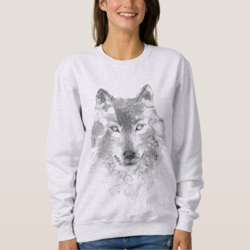 Gray Watercolor Wolf Sweatshirt
