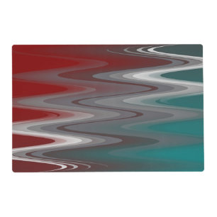 Gray waves on burgundy teal placemat