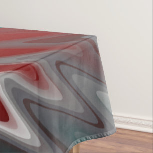 Gray waves on burgundy teal tablecloth