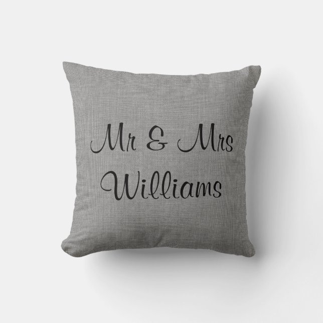 Gray "We Did" Monogrammed Pillow (Front)