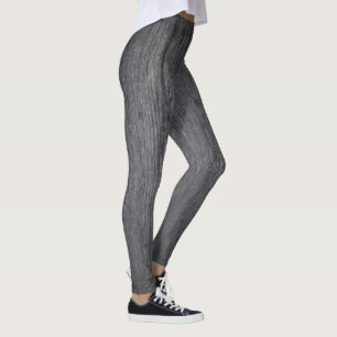 Gray weathered wood pattern leggings