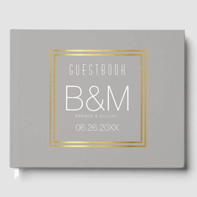 gray wedding-book, guest book for a chic event (Front)