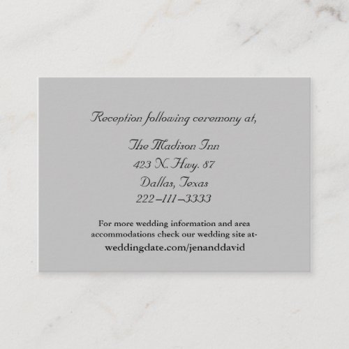 Gray Wedding enclosure cards Business Card
