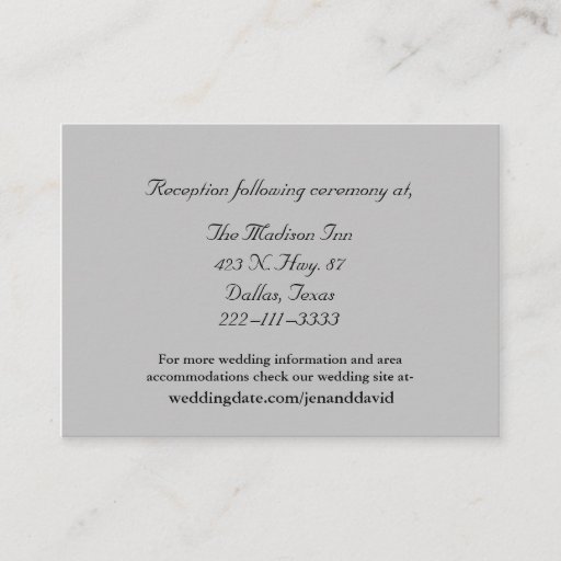 Customizable Gray Wedding enclosure cards Business Card