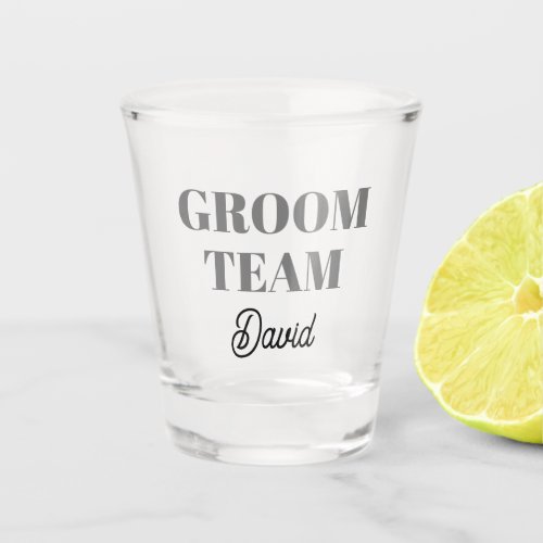 Gray Wedding Groom Team Stylized Name Shot Glass