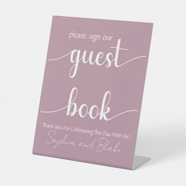 Gray Wedding Guest Book Pedestal Sign (Front)