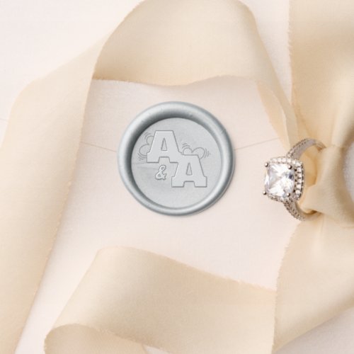 Gray Wedding Initials Hearts Wax Seal Stamp