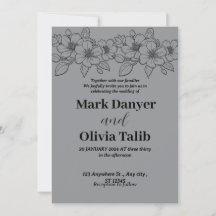 Gray wedding invitation / simple & romantic design