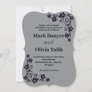 Gray wedding invitation / simple & romantic design