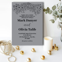 Gray wedding invitation / simple & romantic design