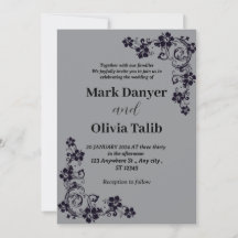 Gray wedding invitation / simple & romantic design